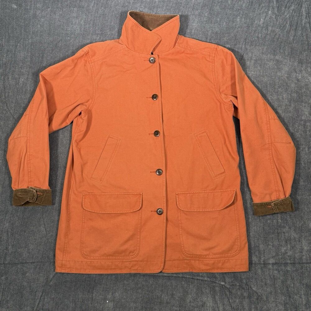 LL Bean Vintage Barn Chore Coat Canvas Field Jacket Womens Large Orange - Picture 2 of 12